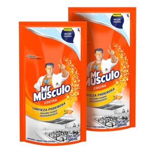 Limpiador desengrasante de acción antibacterial que remueve el 100% de grasa en todo tipo de superficie; pack x 2 - MR MUSCULO