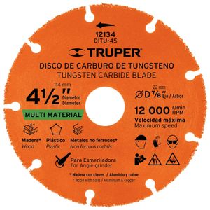 Disco 4-1/2" multimaterial de carburo de tungsteno - TRUPER