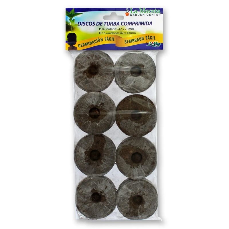 Discos-de-turba-comprimida-de-45-x-75-mm-100--materia-organica-vegetal.-Ideal-para-germinacion-y-sembrado--pack-x-8