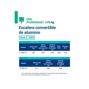 Escalera T2 Convert 5.50Mt Alumn - CUPRUM