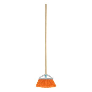 Escoba chica tipo abanico, cerdas de PVC, bastón de madera - KLINTEK