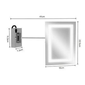 Espejo D/Banio C/Brazo Plateado Rect C/ Luz - K HOME