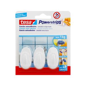 Gancho Adhesivo Blanco Mini Oval 3Und 1Kg - TESA