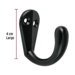 Gancho sencillo tipo perchero, negro - HERMEX