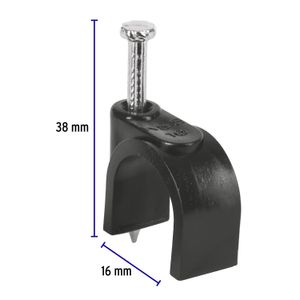 Bolsa con 20 grapas negras de 16 mm para cable redondo - VOLTECK