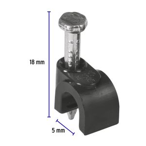 Bolsa con 20 grapas negras de 5 mm para cable redondo - VOLTECK