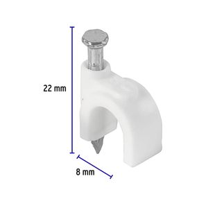 Bolsa con 20 grapas blancas de 8 mm para cable redondo - VOLTECK