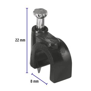 Bolsa con 20 grapas negras de 8 mm para cable redondo - VOLTECK
