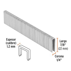 Caja con 5000 grapas corona 1/4" calibre 18, 22mm p/ENNE-120 - TRUPER