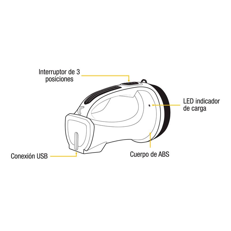 Lampara Linterna Plastica Reflectora De Leds Recargable 145LM