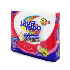 Jabón en barra con bicarbonato y colágeno con aroma FLORAL INTENSO Pack x 2 unidades. - LAVA TODO