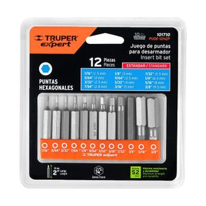 Juego de 12 puntas hexagonales std largo 2" - TRUPER EXPERT