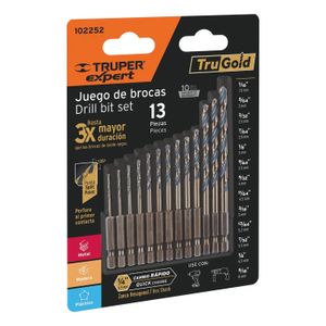 Juego de 13 brocas HSS p/metal zanco cambio rápido
- TRUPER
