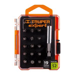 Juego de 19 puntas mixtas largo 1" estuche plástico - TRUPER