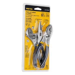 Juego de 2 pinzas y 1 llave ajustable mango de vinil - PRETUL