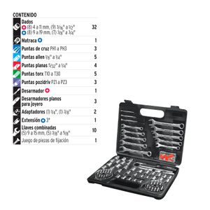 Juego de 71 herramientas 1/4" y 3/8" para mecánico - PRETUL