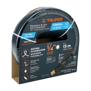 Manguera híbrida para compresor, 15 m x 1/4" - TRUPER