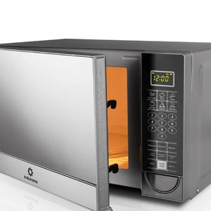 Microondas de 20 litros acabado cromado con puerta de vidrio tipo espejo MWI-20CR - INDURAMA