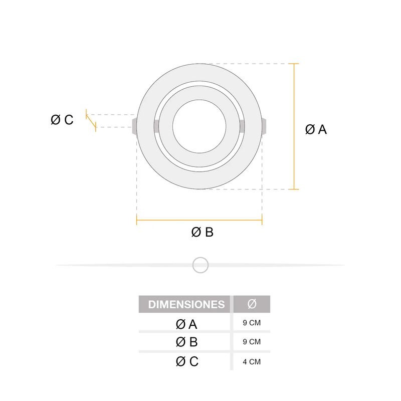 LO2591B - Ojo de buey led 5W luz cálida ecualizable 9cm blanco Excelite