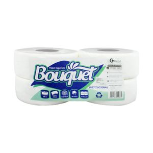 Papel higiénico industrial jumbo doble hoja de 180 metros. Pack x 4. - BOUQUET