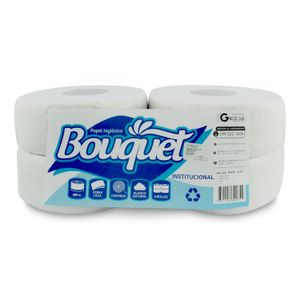 Papel higiénico industrial jumbo doble hoja de 180 metros. Pack x 4. - BOUQUET