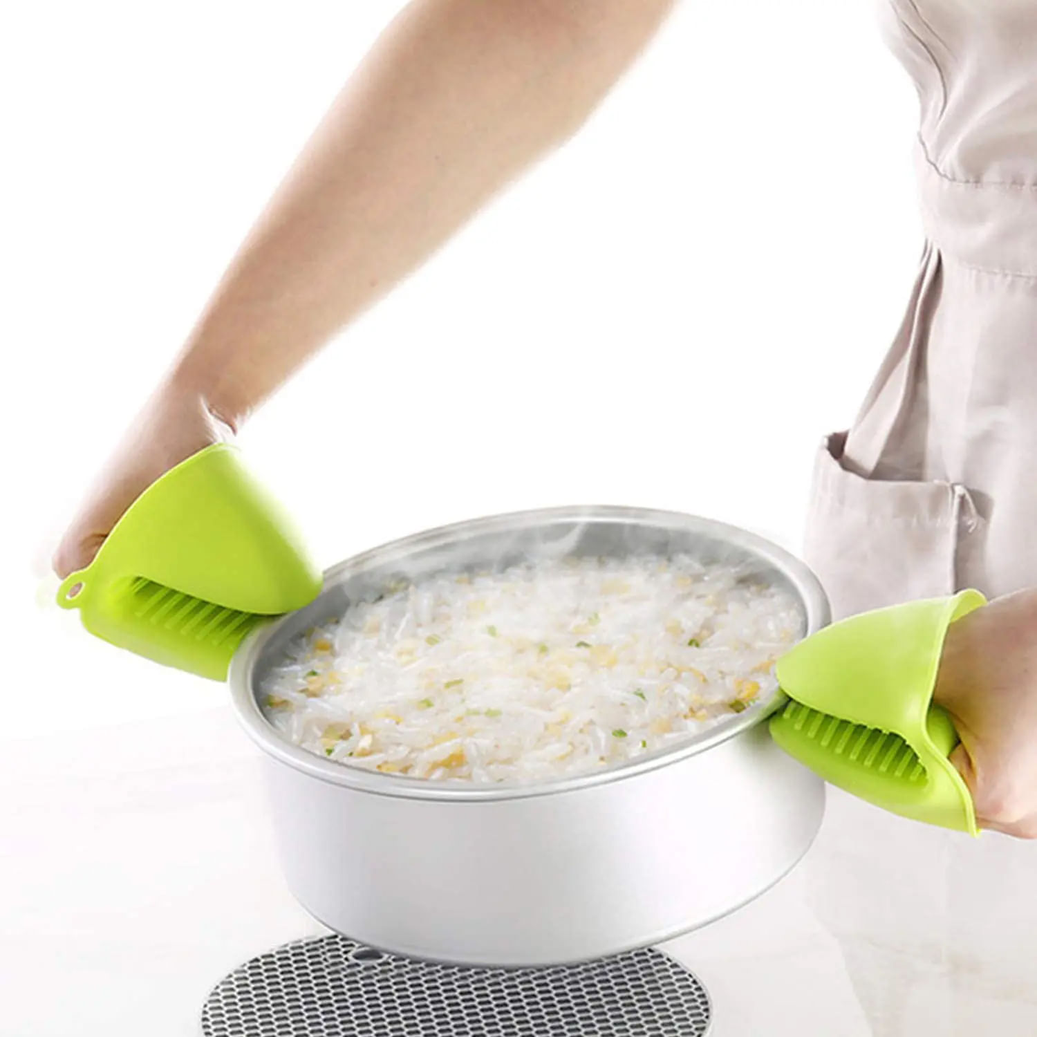 Guantes De Silicona Para Horno FIDERRO - Resistentes Al Calor, Diseño Tartán Rojo, Tema Navideño Inglés