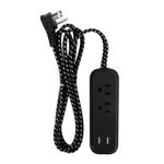 Regleta-2-Tomas-Con-Usb-Negra