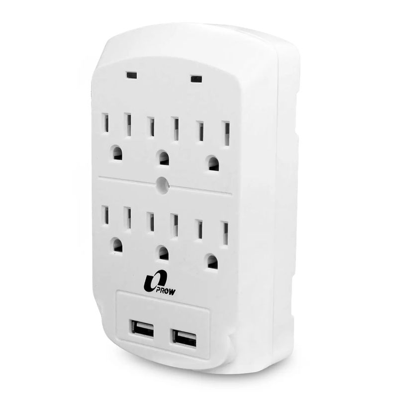 Protector-de-voltaje-multitoma-de-6-salidas---2-puertos-USB-con-300-Joules-de-proteccion-contra-sobretensiones