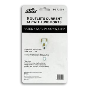 Regleta Con Usb 6Tomas Blanca - BLITZ