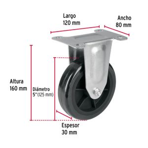 Rueda de 5" con placa fija. - FIERO
