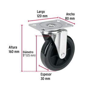 Rueda de 5" con placa giratoria. - FIERO
