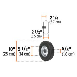 Rueda de hule sólido 10" de alto desempeño, doble balero - TRUPER