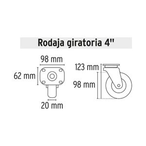 Rueda de 4" con placa giratoria. - FIERO