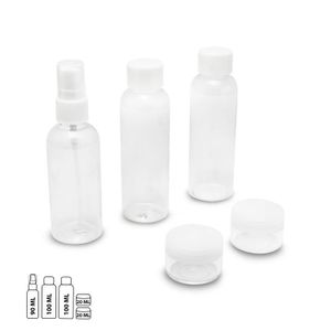 Set de 5 botellas de viaje para todo tipo de líquidos. - PRO WORLD