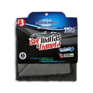 Set Toalla Y Franela Paso 3 Paneles Y Vidrios - MICROLIMPIA