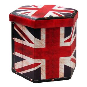 Pouffe D/Almacenamiento Plegable Rojo/ Blanco