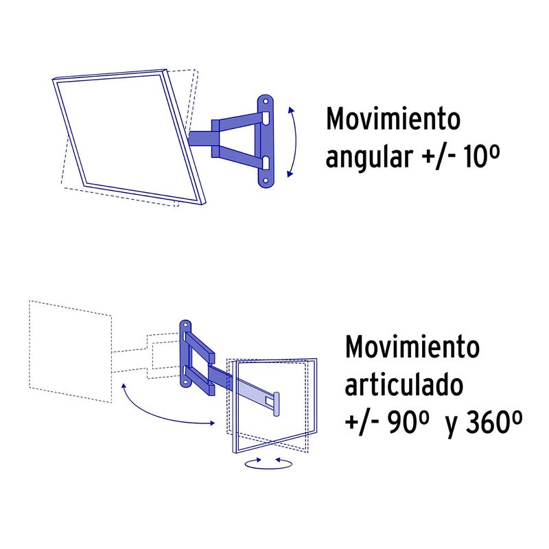 Soporte para pantallas 23 a 37 mov. angular y articulado, Soportes
