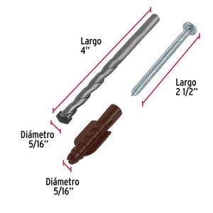 Kit de 20 taquetes 5/16"con pijas #10 y 1 broca 5/16" - FIERO
