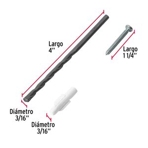 Kit de 20 taquetes 3/16" con pijas #6 y 1 broca 3/16" - FIERO
