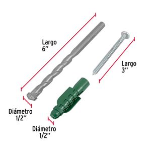 Kit de 20 taquetes 1/2" con pijas #14 y 1 broca 1/2" - FIERO