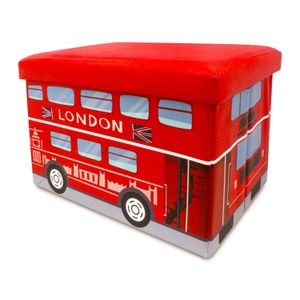 Pouffe D/Almacenamiento Plegable Rojo/ Bus - BASIC LIVING