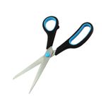 Tijera-multiusos-alargada-de-21.5-cm-con-mangos-plasticos-negros-con-celeste-tipo-comfort-grip-de-comodo-agarre