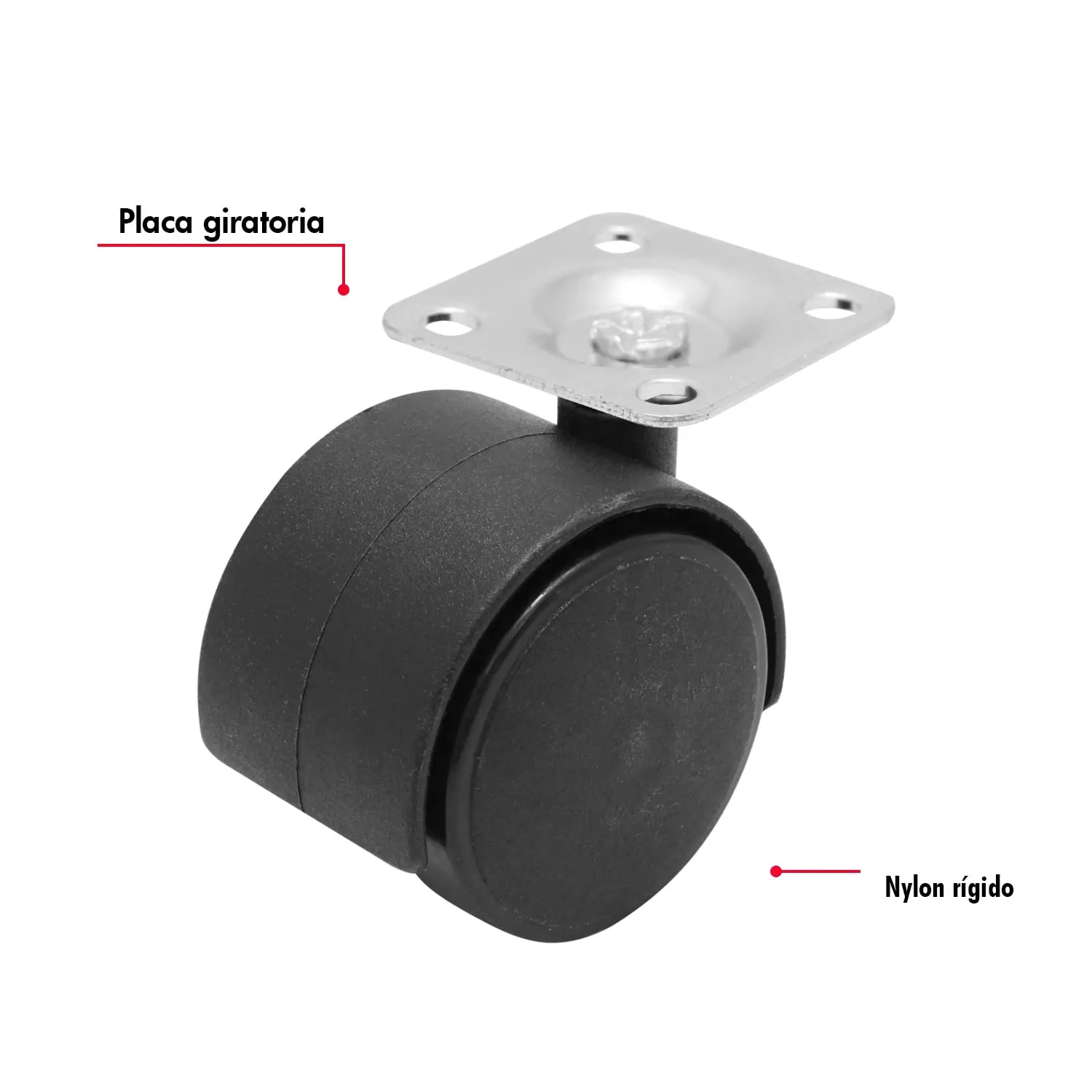 Garrucha de 2 pulgadas con 2 llantas de nylon rígido y plataforma 360º ...