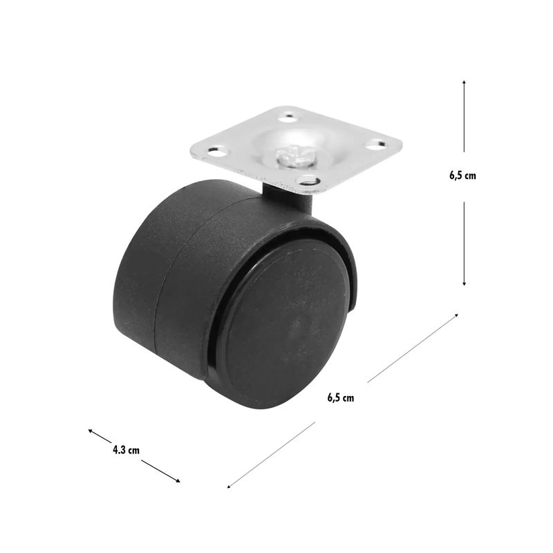 Garrucha-de-2-pulgadas-con-2-llantas-de-nylon-rigido-y-plataforma-360º.-CARGA-LIVIANA-de-30-kg.