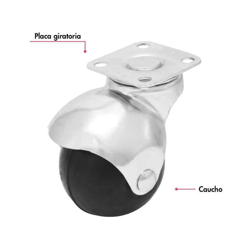 Garrucha-de-2-pulgadas-con-llanta-esferica-de-caucho-macizo-y-plataforma-360º.-CARGA-LIVIANA-de-25-kg.