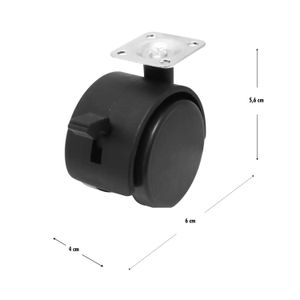 Garrucha de 1-1/2 pulgada con 2 llantas de nylon rígido, plataforma 360º y freno de pie. CARGA LIVIANA de 25 kg. - WRT
