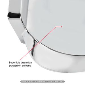 Porta jabón metálico de 8.5 x 11 x 3.7 cm, con soporte rectangular deprimido para jabón en barra. - DONNER