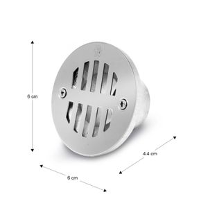 Rejilla de piso de aluminio y acero inoxidable. Ideal para instalaciones de tuberías de 44 mm o 1-3/4 pulgadas. - FV