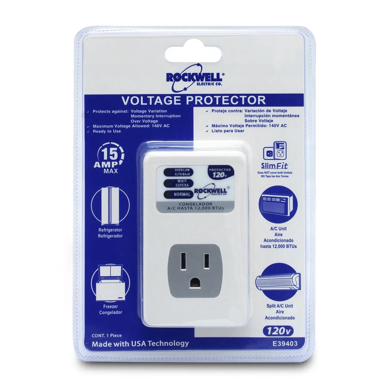 Protector-de-voltaje-de-4-x-9.5-x-5.7-cm-de-1-toma-aterrizada.-Ideal-para-refrigerador-y-aire-acondicionado.