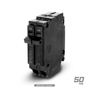 Breaker delgado modelo THQP-250 de 2 polos de 50Amp de 120V a 240V. Ideal para caja térmica. - GENERAL ELECTRIC